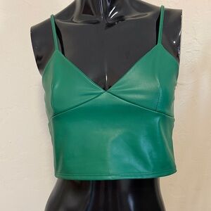 Emerald Faux Leather Crop Top
